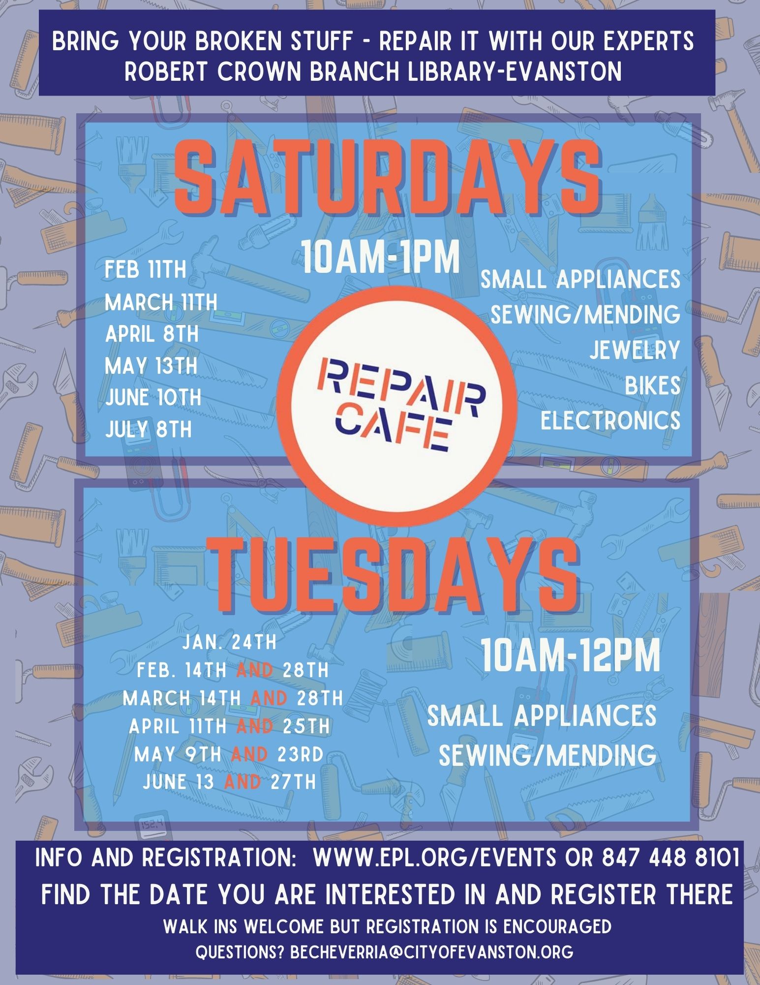 Evanston Repair Cafe dates 23